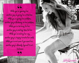 ... guy is making time for her. While you're making her cry, another guy