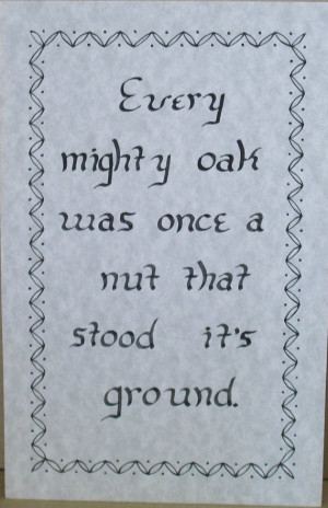 Every Mighty Oak... Quote hand calligraphy on vintage cardstock (3 ...