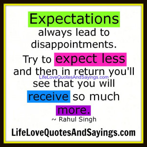 Expectations always lead to disappointments. Let’s try to Expect ...