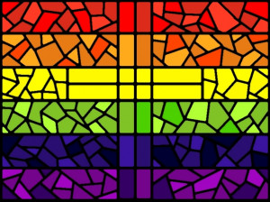 Stained-glass Rainbow Flag with Cross