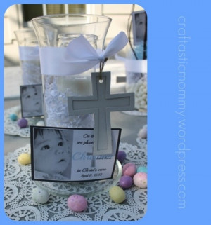 Baptism center pieces that I made for the bff's baby boy (it was on ...
