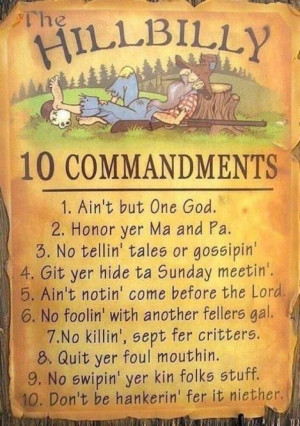 The Hillbilly 10 Commandments