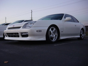 White Honda Prelude Slammed