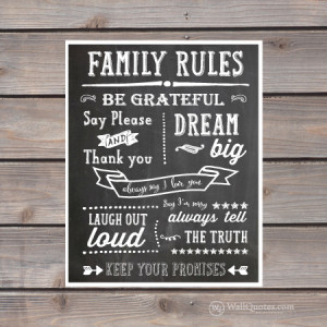 Family Rules Chalk Wall Quotes™ Giclée Art Print