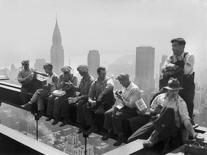 that-1932-shot-of-construction-workers-eating-lunch-on-a-steel-beam ...