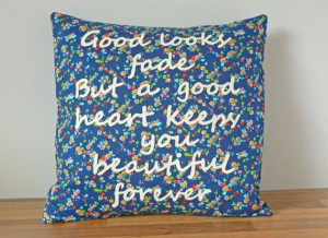 Inspirational Quote Cushion Pillow Good Looks by WhileLokiDreams, £30 ...