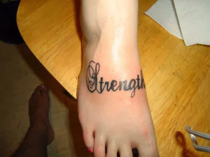 strength quote tattoos for women on foot