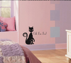 Wall Quotes on Wall Decal French Cat Ooh La La Paris Kids Art Quote ...