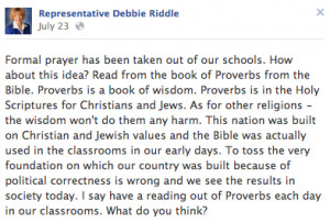 ... things would be better if we just read Bible verses in the classroom