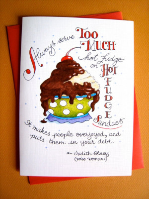 Funny Chocolate Card Chocolate Quote Hot Fudge by PattieJansen, $4.00