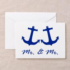 Mr. And Blue Anchor Gay Wedding Greeting Cards for