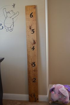cute way to measure kids heights, take the measurements & markings ...