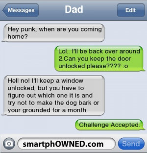 Getting late - FUnny chat with Dad on Iphone