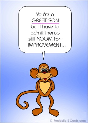 Funny happy birthday card with humorous message for son from cartoon ...