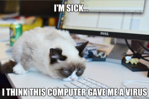 im sick i think this computer gave me a virus - Grumpy Cat Mouse
