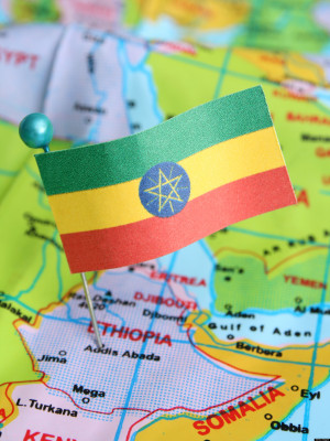 Ethiopia Waving Flag Detail