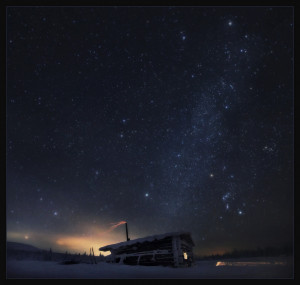 winter night sky landscape