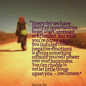 ... you can choose to not let little things upset you ~ joel osteen