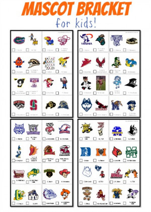 NCAA Bracket March Madness Mascots for 2015
