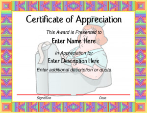 Certificate of Appreciation with a multi-colored geometric frame ...