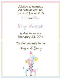 ... pregnancy announcement card customized with your wording! from Little