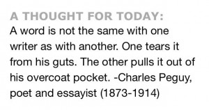 ... guts. The other pulls it out of his overcoat pocket. -Charles Peguy