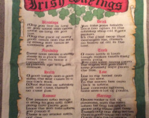 Vintage Irish Linen Towel with Irish Sayings