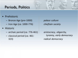 ... democracy radical democracy Periods, Politics Prehistoric –Bronze