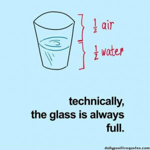 Half air, half water. Technically, the glass is always full.