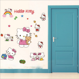 verwijderbare muurstickers hello kitty kinderen muur sticker voor kind ...