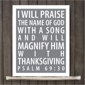Thanksgiving PRINTABLE 8x10 Subway Art Poster Bible Verse Psalms 69