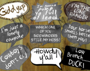 Cowboy or Western Theme Photo Booth Props Includes 9 Sayings: Howdy Ya ...