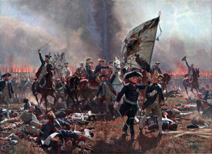 Frederick the Great at the Battle of Zorndorf, leading the infantry of