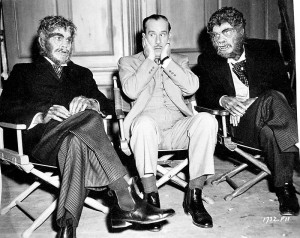 bud abbott is surrounded by monsters on the set of abbott and costello ...