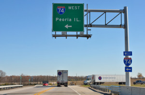 is the westbound control city of Interstate 74 beyond Indianapolis