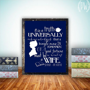 Jane Austen Quote print printable wall art decor poster, digital - It ...