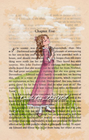 ... Austen Sense and Sensibility Marianne original painting on book page