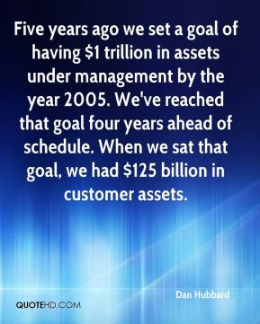 Five years ago we set a goal of having $1 trillion in assets under ...