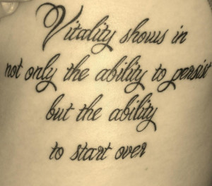 My tattoo on left of ribs. F Scott Fitzgerald quote from 'The Crack Up ...