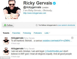 Ricky Gervais Atheist Tweet All about ricky gervais...