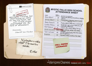 The Vampire Diaries TV Show Mystic Falls High School Attendance Sheet