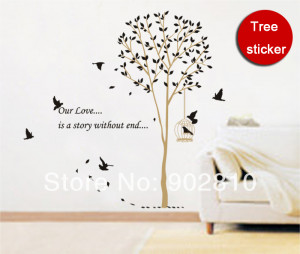 (67x67in)Flying Bird Cage Huge Big Tree Love Letter Saying Quote ...