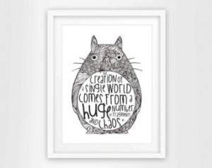 Totoro Drawing - Totoro Quote - Origional drawing - black and white ...