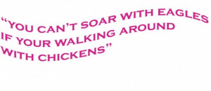 ... can not soar with eagles if your walking around with chickens quote