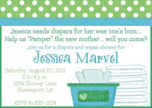 Diapers and wipes shower invitation. $15.00, via Etsy.