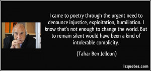... remain silent would have been a kind of intolerable complicity