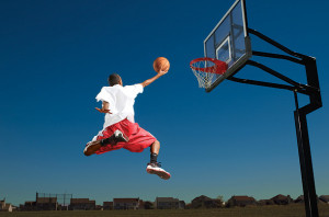 ... basketball, the only way of scoring is by shooting the ball right into