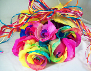 Tie-dyed Valentine’s Day, rainbow roses. “If I had a flower for ...