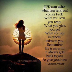 in you remember life is an echo it always gets back to you so give ...