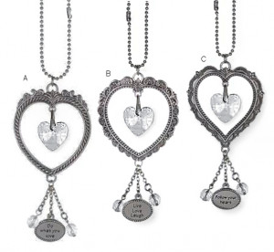 Dolls > Angels All > Crystal Heart Car Charms - Inspirational Sayings